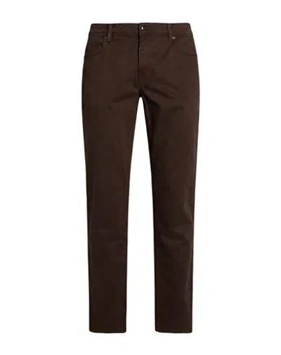 Re-hash Re_hash Man Pants Dark Brown Size 34 Cotton, Elastane In Animal Print
