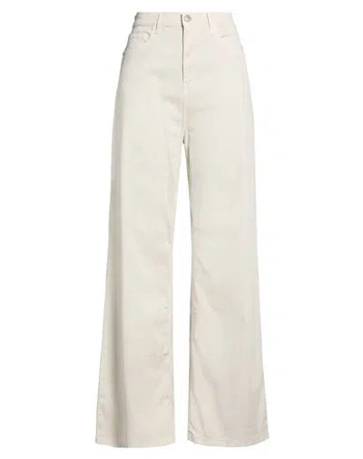 Re-hash Re_hash Woman Pants Off White Size 30 Cotton, Elastane