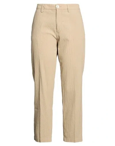 Re-hash Re_hash Woman Pants Sand Size 30 Cotton, Elastane In Beige