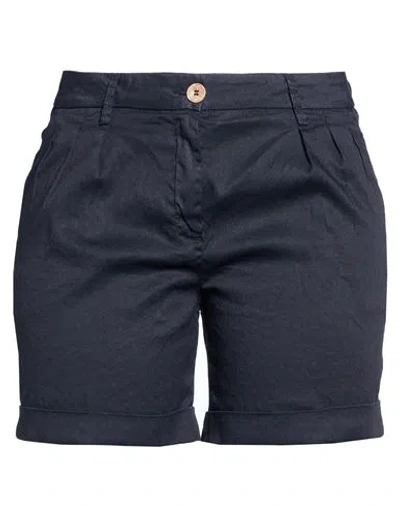 Re-hash Re_hash Woman Shorts & Bermuda Shorts Navy Size 30 Linen, Cotton, Elastane