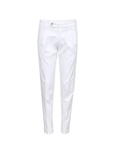 Rehash White Front Pleats Turn-up Tro