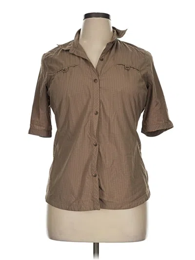 Pre-owned Rei 3/4 Sleeve Button Down Shirt In Brown