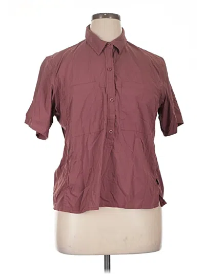 Pre-owned Rei Co Op Short Sleeve Blouse In Burgundy