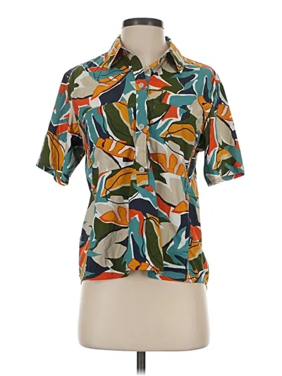 Pre-owned Rei Co Op Short Sleeve Blouse In Teal