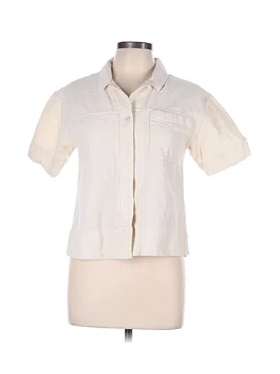 Pre-owned Rei Co Op Short Sleeve Blouse In White