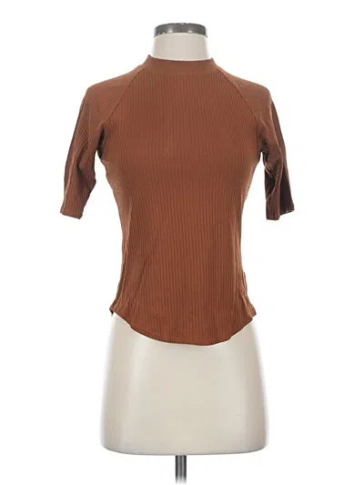 Pre-owned Rei Co Op Short Sleeve Top Brown Mock Neckline Tops