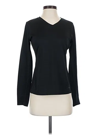 Pre-owned Rei Long Sleeve Top Black Solid Pattern V-neck Tops