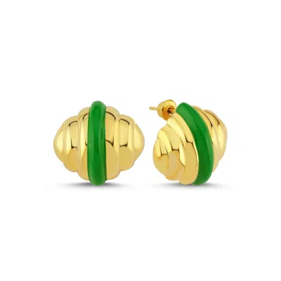 Reian Jewellery Women's Gold / Green Shell Earrings Green In Multi