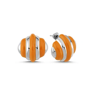 Reian Jewellery Women's Orange / Silver Shell Earrings Orange In Multi