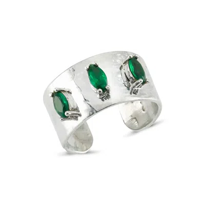 Reian Jewellery Women's Troya Marquise Ring Green & Silver