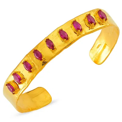 Reian Jewellery Women's Troya Pink Marquise Cuff-gold