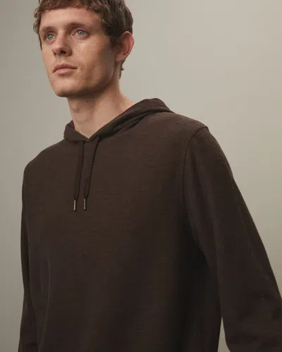 Reid Double Face Knit Hoodie In Dark Brown