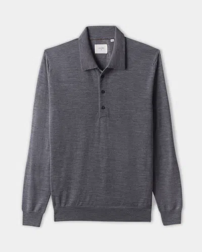 Reid Fine Gauge Sweater Polo In Gray