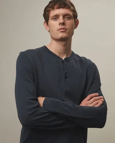 Reid Herringbone Terry Henley In Dark Navy