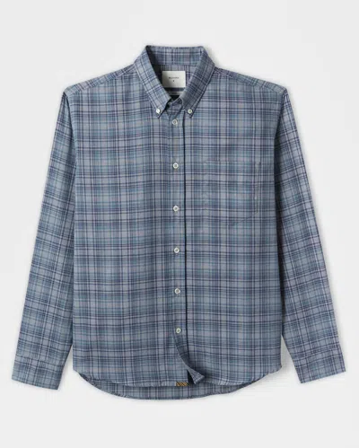 Reid Offset Pocket Shirt In Grey/blue