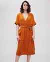 Reid Paneled Wrap Dress In Burnt Orange