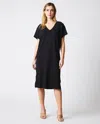 Reid Pintuck V Neck Dress In Jet Black