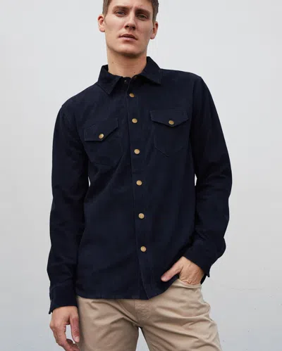 Reid Savoy Suede Workshirt In Navy