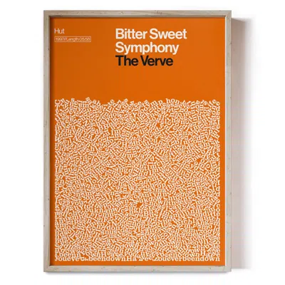 Reign & Hail Bitter Sweet Symphony - The Verve - Song Lyric Print In Orange