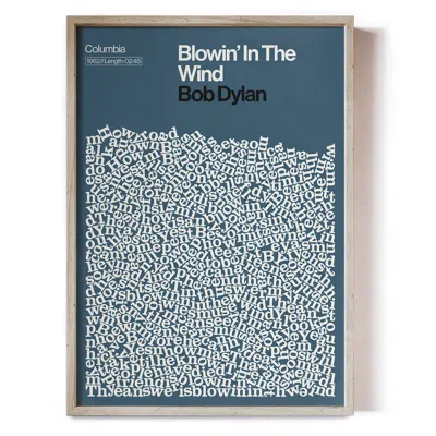 Reign & Hail Blowin' In The Wind - Song Lyric Print In Blue
