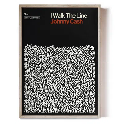 Reign & Hail I Walk The Line - Johnny Cash - Song Lyric Print In Black