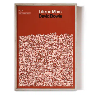 Reign & Hail Life On Mars - Song Lyric Print In Red