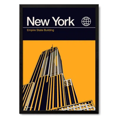 Reign & Hail New York Empire State Building Modernist Architectural Travel Poster In Yellow