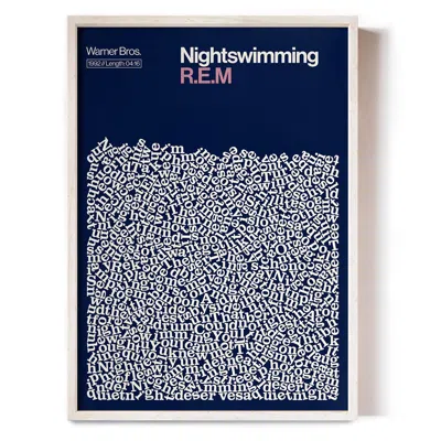 Reign & Hail Nightswimming - Rem - Song Lyric Print - A0