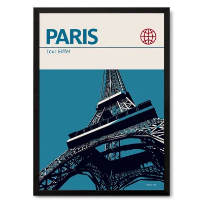 Reign & Hail Paris Eiffel Tower Modernist Architectural Travel Poster In Neutral