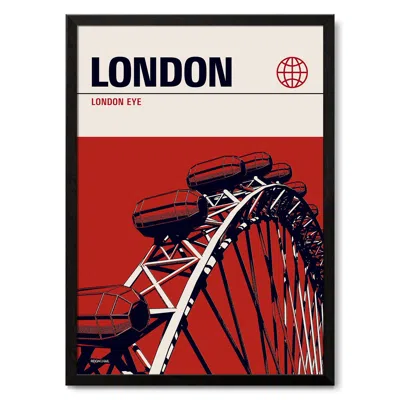 Reign & Hail Red London Eye Modernist Architectural Travel Poster