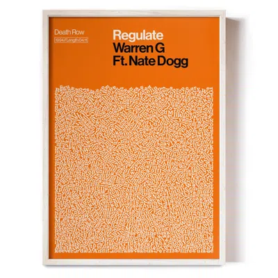Reign & Hail Regulate - Warren G - Song Lyric Print - A0 In Orange