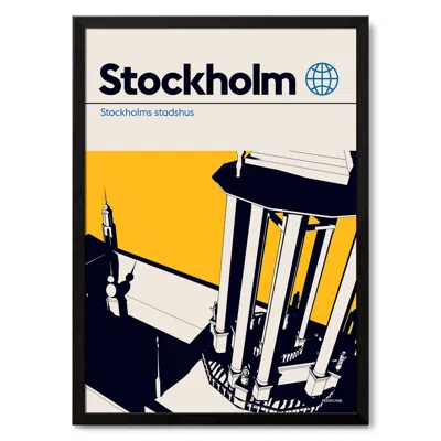 Reign & Hail Stockholm City Hall Modernist Architectural Travel Poster In Multi