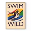 Reign & Hail Swim Wild - Wild Swimming Print - White - A2 In White