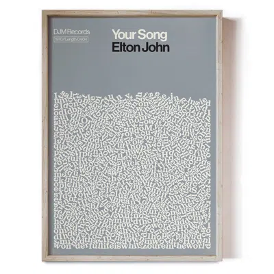 Reign & Hail Your Song - Elton John - Song Lyric Print In Gray