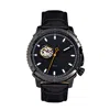 Reign Bauer Automatic Semi-skeletonleather-band Watch In Black