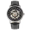 Reign Belfour Automatic Skeleton Leather-band Watch In Black