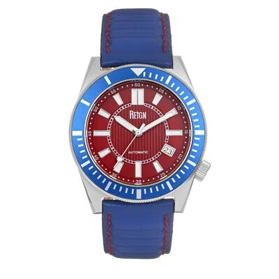 Pre-owned Reign Francis Leather-band Watch W/date - Blue/red