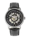 Reign Belfour Automatic Skeleton Leather-band Watch In Black