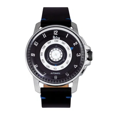 Pre-owned Reign Monarch Automatic Domed Leather-band Watch - Silver/black