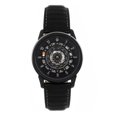 Pre-owned Reign Monterey Skeletonized Leather-band Watch - Black/grey