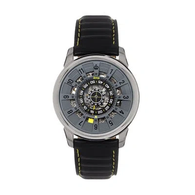 Pre-owned Reign Monterey Skeletonized Leather-band Watch - Grey