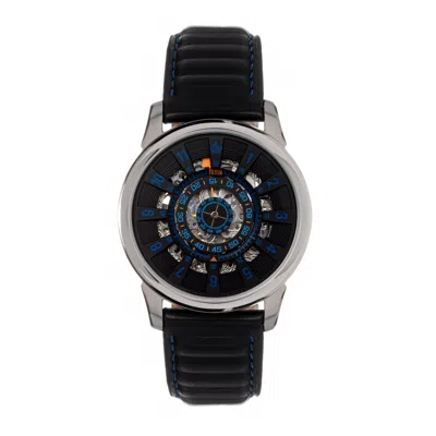 Reign Monterey Skeletonized Leather-band Watch In Black