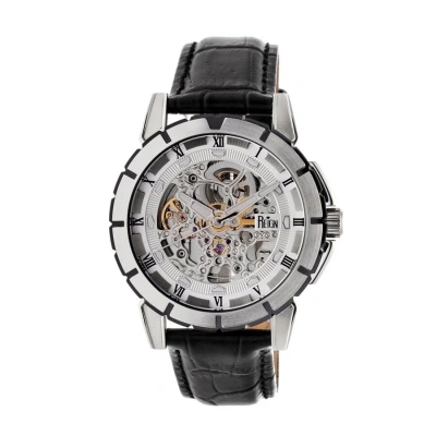 Reign Philippe Automatic Silver Skeleton Dial Men's Watch Rn4603 In Black
