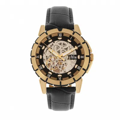 Reign Philippe Automatic Skeleton Leather-band Watch In Gold