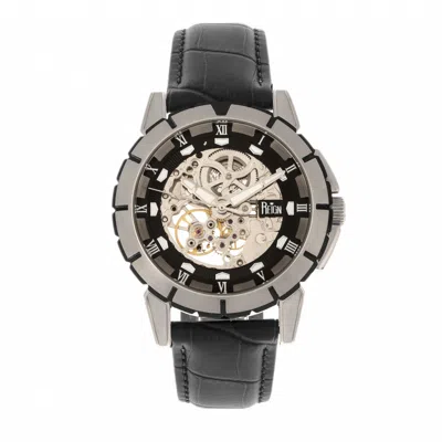 REIGN PHILIPPE AUTOMATIC SKELETON LEATHER-BAND WATCH