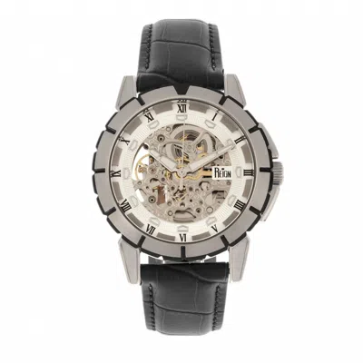 REIGN PHILIPPE AUTOMATIC SKELETON LEATHER-BAND WATCH