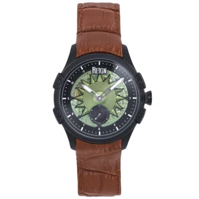 Pre-owned Reign Solstice Automatic Semi-skeleton Watch - Brown/green