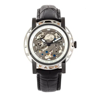 Reign Stavros Automatic Skeleton Leather-band Watch In Pink