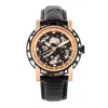 Reign Stavros Automatic Skeleton Leather-band Watch In Black