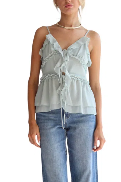 Reign The Label Ruffle Camisole Top In Neutral Blue In Multi | ModeSens